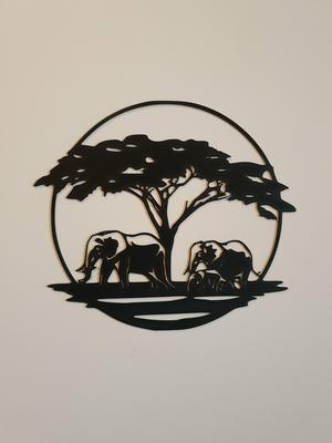 Elephant Forest Scene Wall Decor