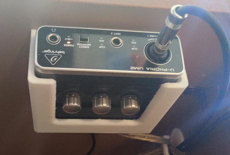 Behringer U-Phoria UM2 audio interface under desk mount