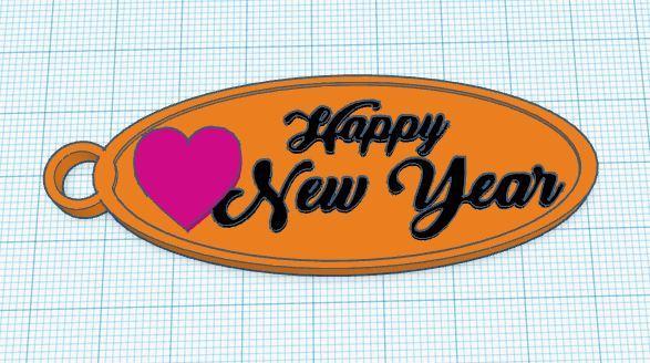 Happy New Year keychain