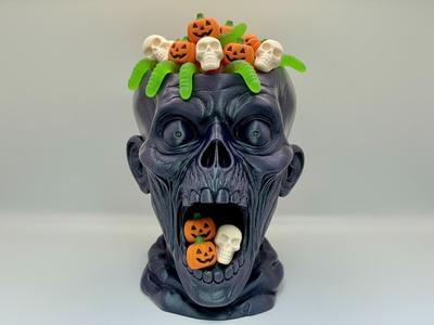 Zombie head for Halloween candy and planter