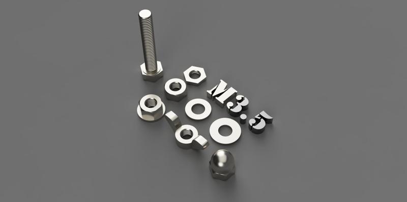 M3.5 HEX bolts, nuts and washers