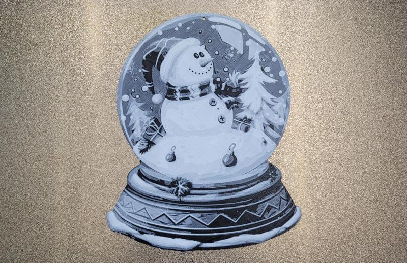 Snowman in a snow globe - Hueforge 120x148