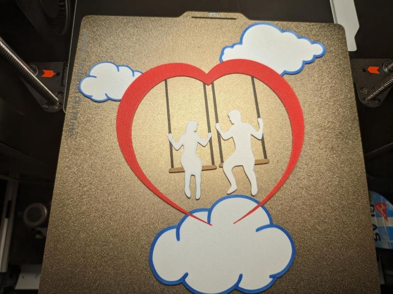 Wedding Couple is Swing with Clouds