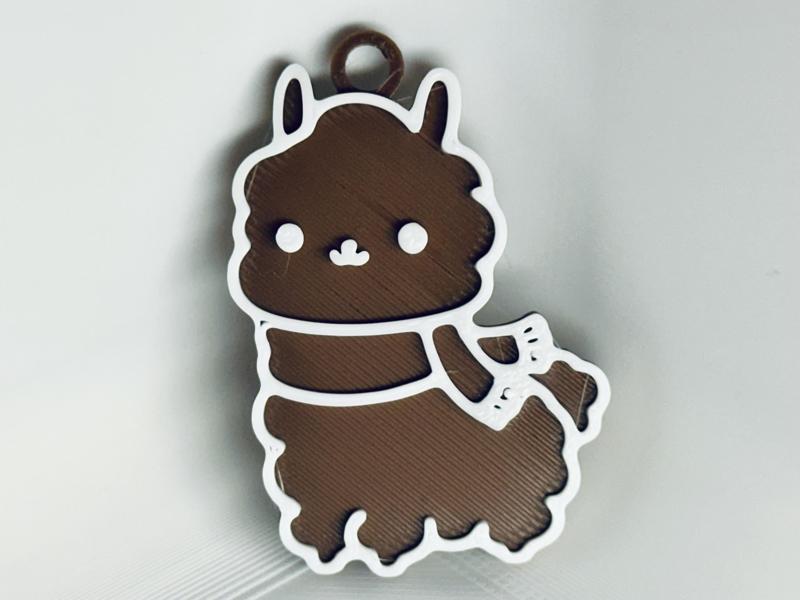 Llama Wearing a Scarf Keychain