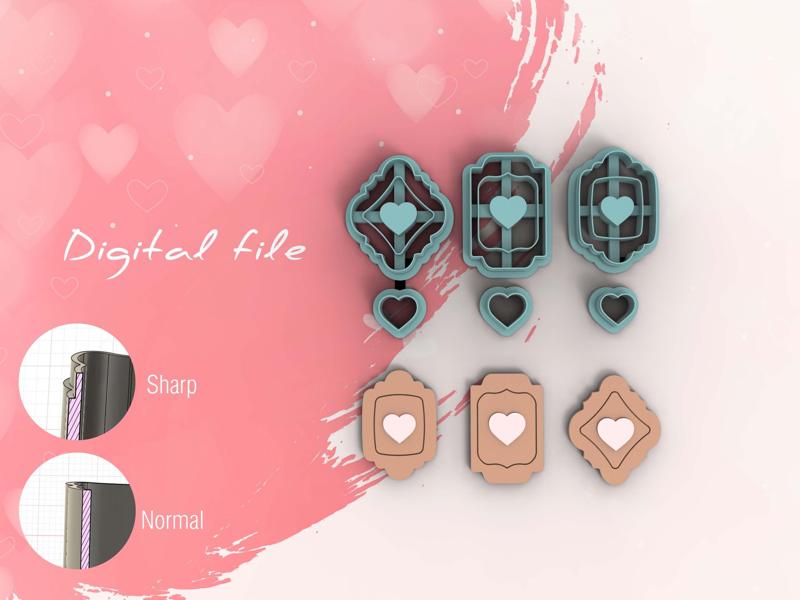 Valentine Frames Clay Cutters | Digital STL File | 4 Sizes | 2 Cutter Versions | 3 Designs