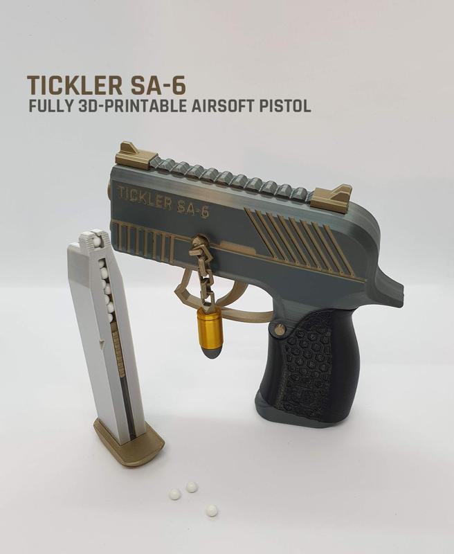 Tickler SA-6 — Fully 3D-printable semi-automatic airsoft blaster