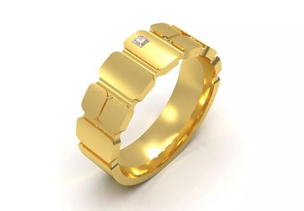 Man ring with cubic design and diamond model mr0239