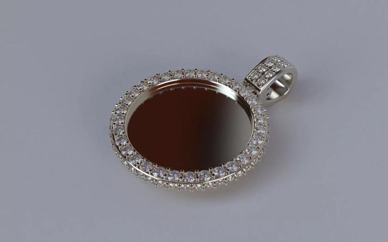 Picture Pendant -  2mm Top and Smaller Side Stones - XSMALL