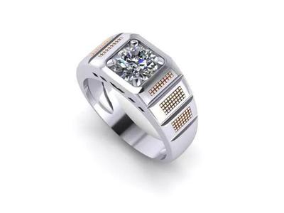 Man ring qube diamond