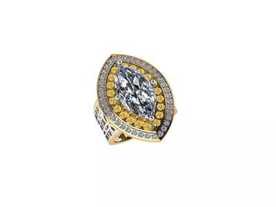 Marquise Brilliant Halo Diamond Engagement Ring