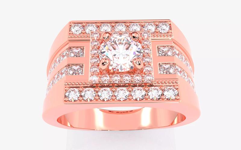 Mens Solitaire Ring 3dm stl renders details