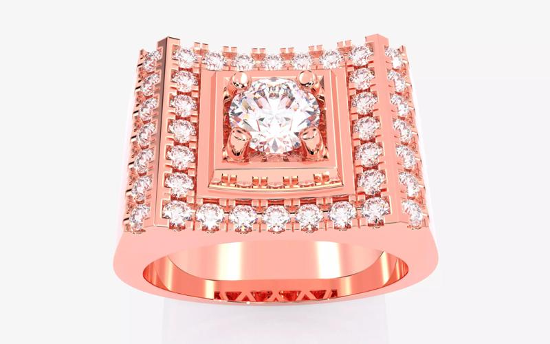 Mens Solitaire Ring 3dm stl renders details