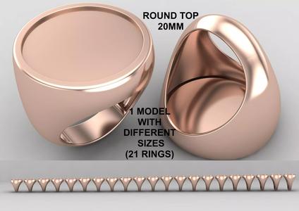 Round Enamel Ring Base 20MM top in All sizes 184-MWC