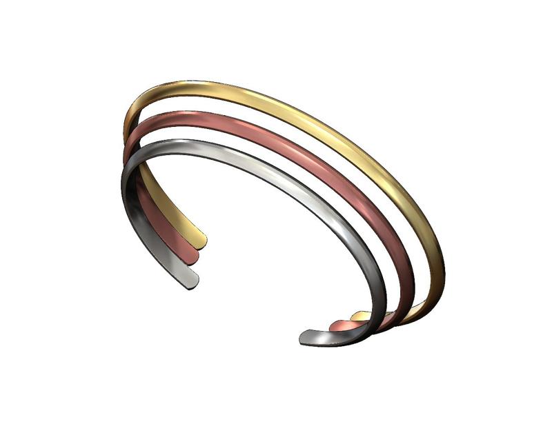 Simple thin chamfred sides cuff bracelet 3D print model