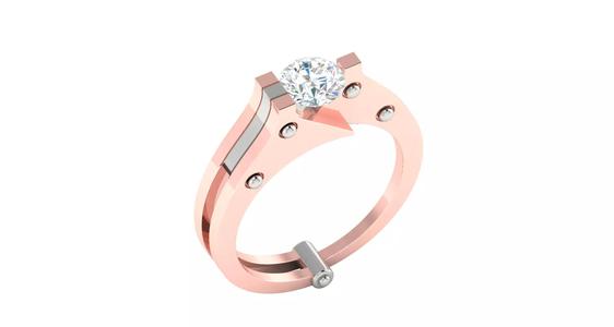 Rose gold -Diamond Ring - 3DM AND STL  File - DC LR-0793