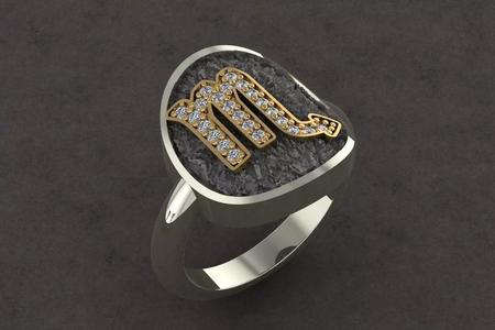 SCORPIO zodiac sign ring with diamonds