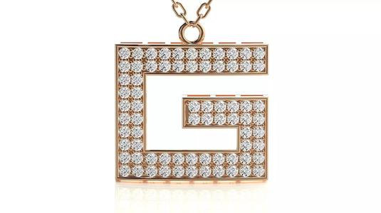 Alphabet G pendant 3dm stl render details