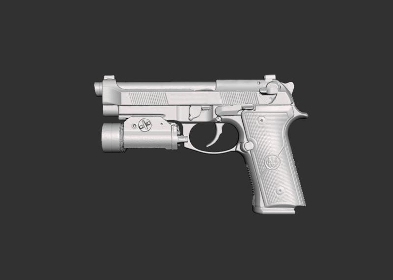 Beretta M9A4 Streamlight TLR1 S Real Size 3d Scan Gun Mold