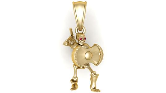 Gold Skeleton Warrior Pendant