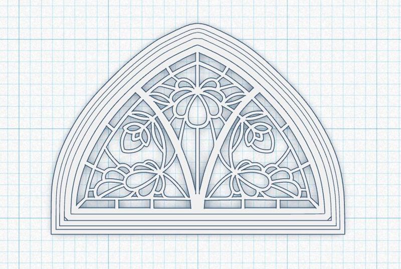 BOTANICAL STAINED GLASS WINDOW 1/12th DOLLHOUSE SCALE