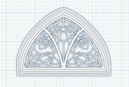 BOTANICAL STAINED GLASS WINDOW 1/12th DOLLHOUSE SCALE