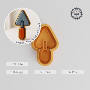 Trowel Shape Cutter & Stamp, Cookie & Fondant Tools, 6-Piece Set, Small, Medium, Large Sizes