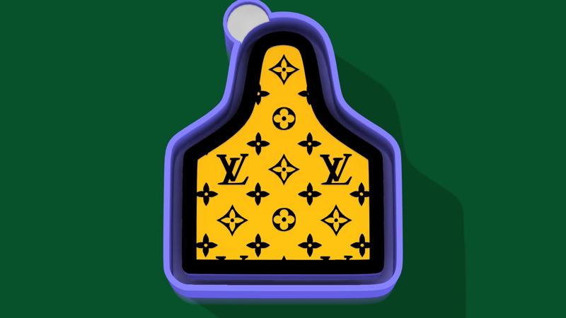 💼🐄 LV Cow Ear Tag – Freshie, Keychain & Resin Mold