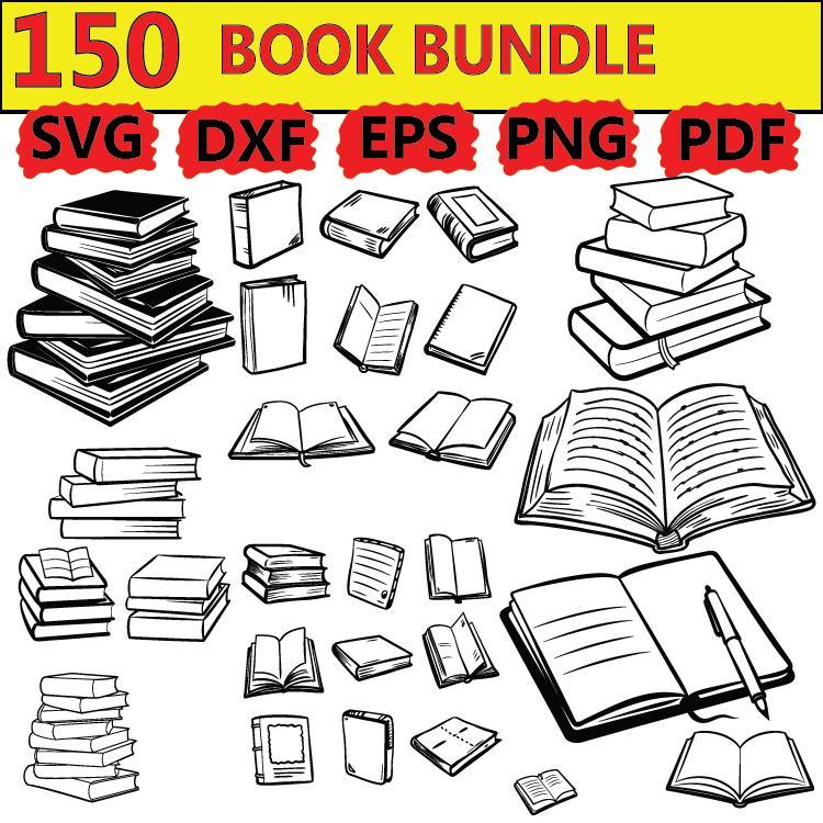 150 Book bundle,svg,dxf, EPS,png,pdf,file