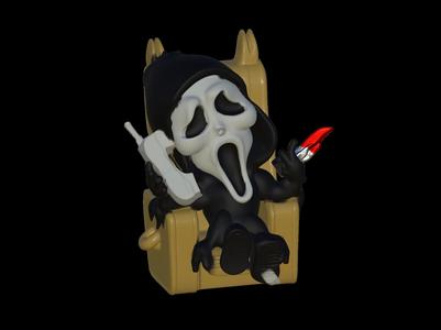 Halloween Cute Ghost Face 3D Model – Horror Movie Inspired Figurine Sitting on Chair | Printable STL
