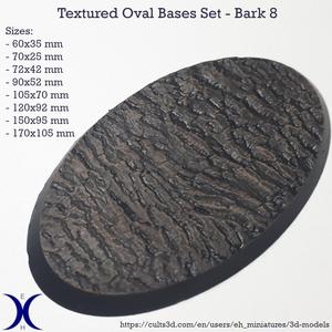 Oval Bases Set – Bark 8 Texture (60–170MM) | Perfect For Tabletop Wargames & RPG's