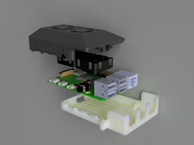 Raspberry PI4 2x 30mm Fan Case
