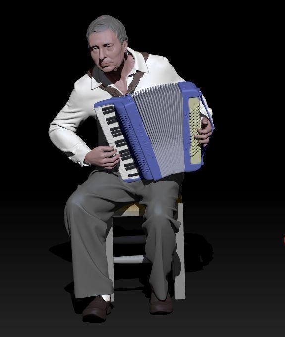 Sitting accordionist
