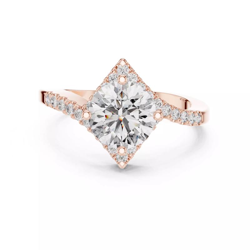 Bypass Shank Round Diamond Engagement Wedding Ring 3DM STL Video