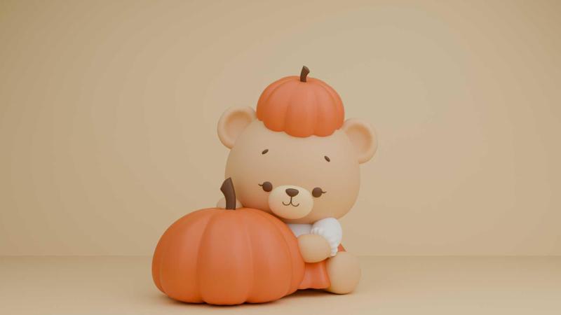 Halloween bear and pumpkin