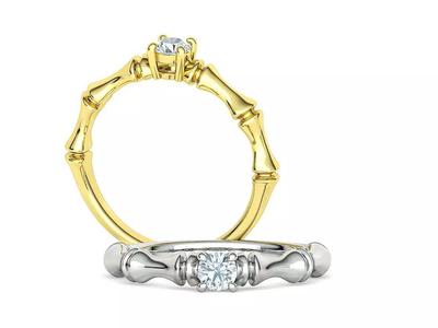 Bamboo Promise Solitaire Engagement Ring 4mm stone 3dprint model