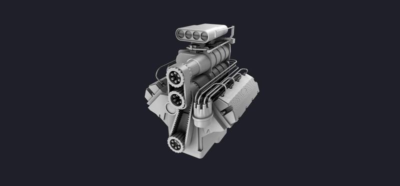 supercharged v8 engine 3D MODEL