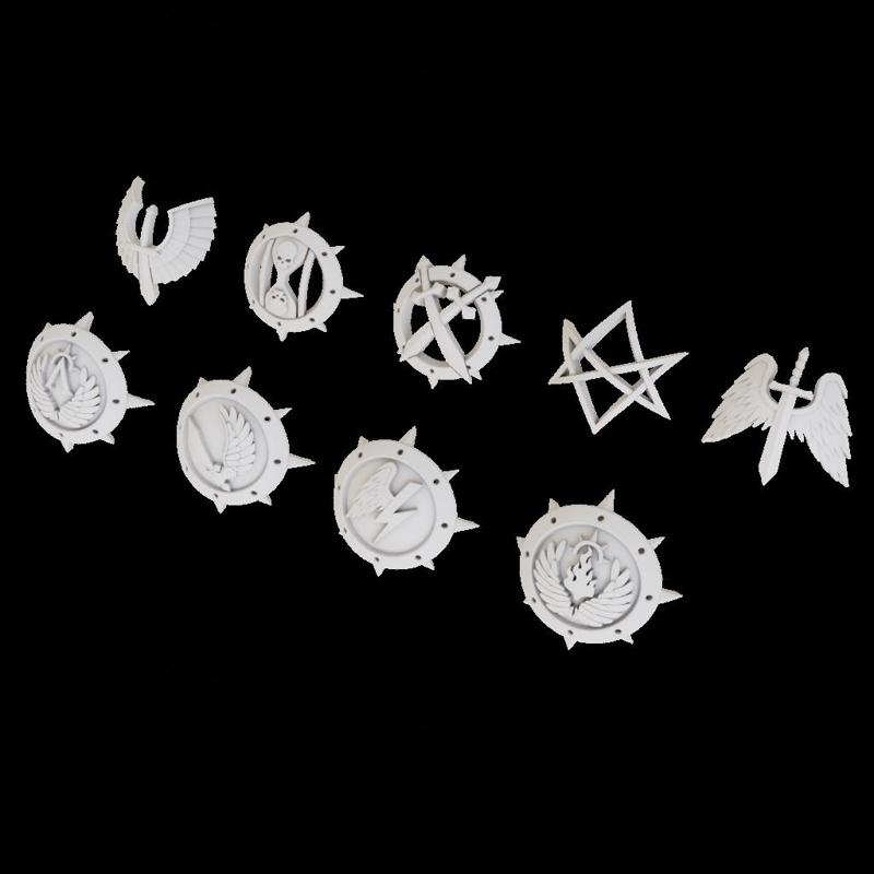 Dark Angels Shoulder Pad Hard Transfers ("wing" and generic symbols)