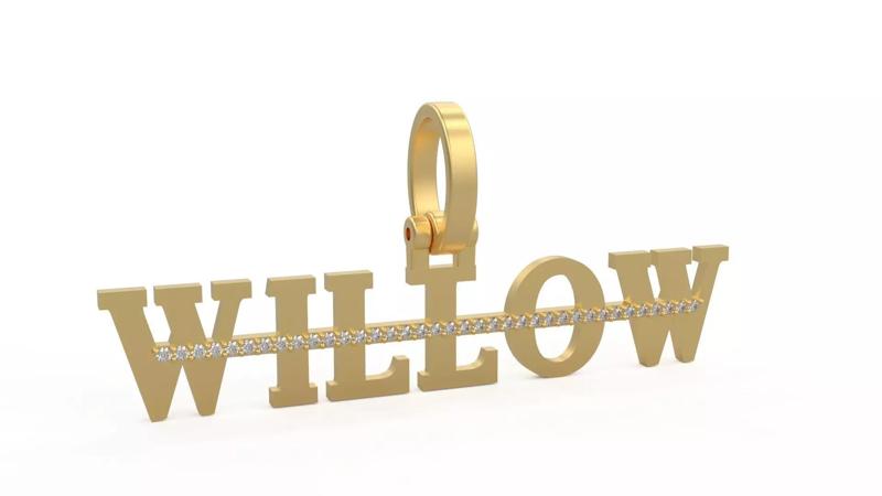 Model 1138 Willow Name Pendant Stripe Diamond
