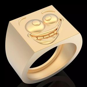 Emoji face comic ring silver gold jewelry 3D printable model