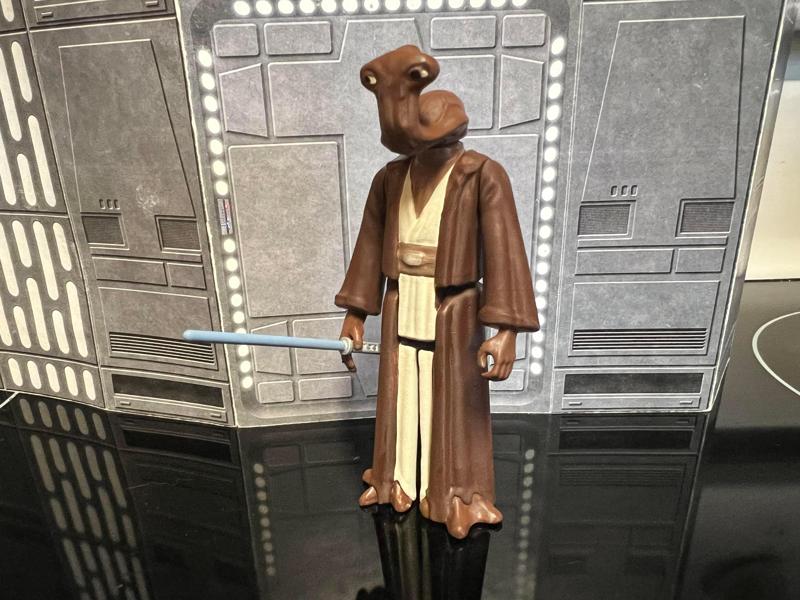 HAMMERHEAD CLOAKED, RORON COROBB ITHORIAN JEDI ROBES, VINTAGE CUSTOM STAR WARS ACTION FIGURE, KENNER 3.75", CREATURE CANTINA ALIEN, 5 POA, 1/18