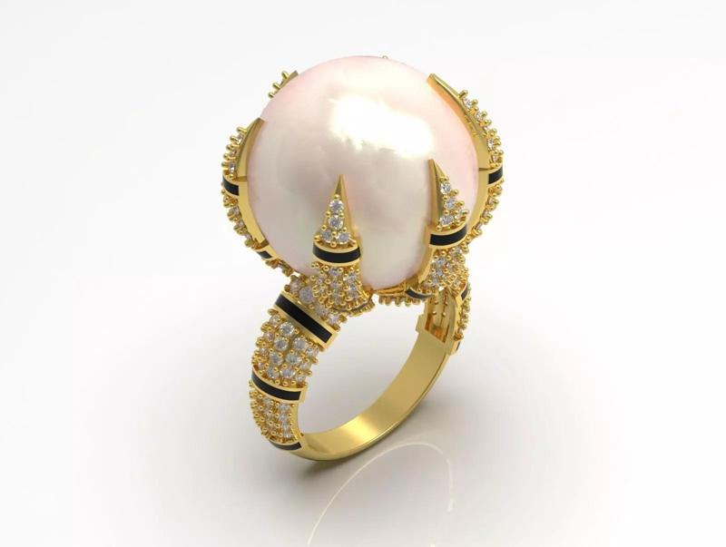luxury pearl diamond ring pr0066