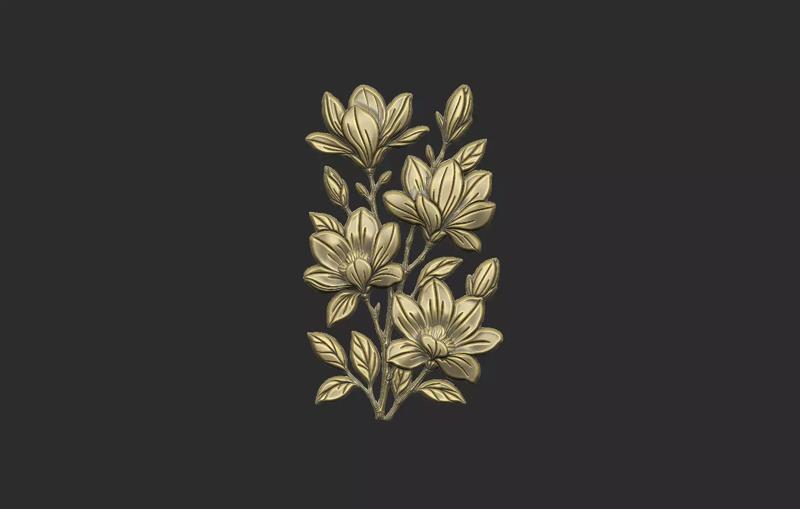 Magnolia cluster flower branch organic design