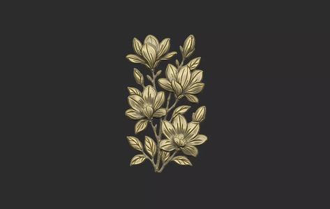 Magnolia cluster flower branch organic design