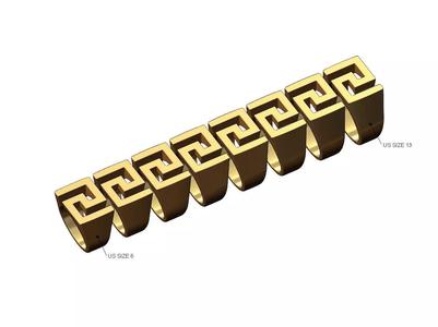 Large roman pattern rectangular signet ring US size 6to13