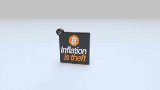 Bitcoin Keychain - Block "Inflation is theft"