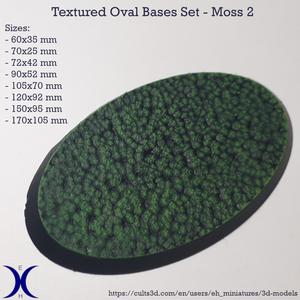 Oval Bases Set – Moss 2 Texture (60–170MM) | Perfect For Tabletop Wargames & RPG's
