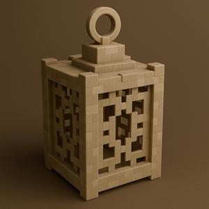 Minecraft-Style Pixel Lantern – 3D Printable Cube Lantern with Lattice Design and Hanging Ring