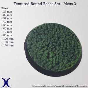 Round Bases Set – Moss 2 Texture (25–160mm) | Perfect for Tabletop Wargames & RPG's