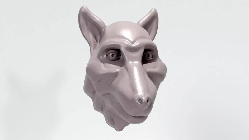 Wolf Head Pendant Relief STL 3D Model