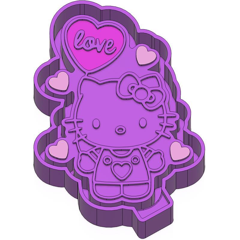 Hello Kitty Valentine Heart Balloon Freshie STL Mold Housing